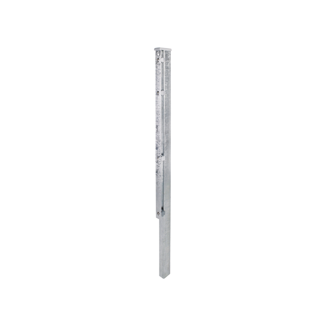 Fence post incl. flat iron, drilling distance 400 mm, Material: raw steel, Surface: hot-dip galvanised, for setting in concrete, Length: 1000 mm, For mat height: 600 mm, Post thickness: 60 x 40 mm, Flat iron: 40 x 4 mm, No. of holes: 3, 15-year warranty against rusting through Fence post incl. flat iron, drilling distance 400 mm, Material: raw steel, Surface: hot-dip galvanised, for setting in concrete, Length: 1000 mm, For mat height: 600 mm, Post thickness: 60 x 40 mm, Flat iron: 40 x 4 mm, No. of holes: 3, 15-year warranty against rusting through