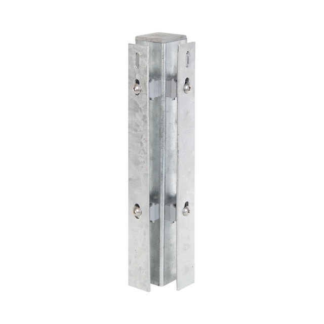 Eckpfosten inkl. Flacheisen, Bohrabstand 400 mm, zur Befestigung von Doppelstab-Gittermatten, Flacheisen als separates Packstück pro Bestellung, Material: Stahl roh, Oberfläche: feuerverzinkt, zum Einbetonieren, Länge: 1000 mm, für Mattenhöhe: 600 mm, Pfostenstärke: 60 x 60 mm, Flacheisen: 40 x 4 mm, Anzahl Löcher: 6, 15 Jahre Garantie gegen Durchrosten Eckpfosten inkl. Flacheisen, Bohrabstand 400 mm, zur Befestigung von Doppelstab-Gittermatten, Flacheisen als separates Packstück pro Bestellung, Material: Stahl roh, Oberfläche: feuerverzinkt, zum Einbetonieren, Länge: 1000 mm, für Mattenhöhe: 600 mm, Pfostenstärke: 60 x 60 mm, Flacheisen: 40 x 4 mm, Anzahl Löcher: 6, 15 Jahre Garantie gegen Durchrosten