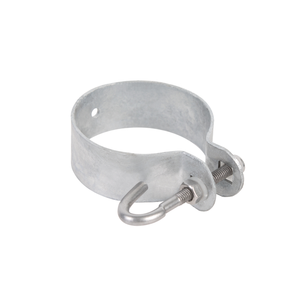 Schelle zur Befestigung von Geflechtspannstäben, Material: Stahl roh, Oberfläche: feuerverzinkt, Schellen-Ø: 60 mm, 15 Jahre Garantie gegen Durchrosten Schelle zur Befestigung von Geflechtspannstäben, Material: Stahl roh, Oberfläche: feuerverzinkt, Schellen-Ø: 60 mm, 15 Jahre Garantie gegen Durchrosten